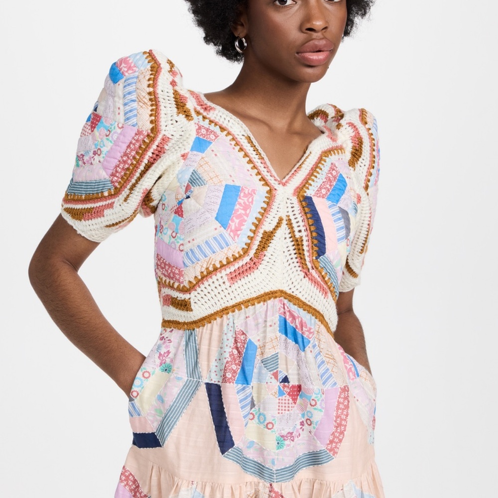 Colorful Patchwork Crochet Mini Dress